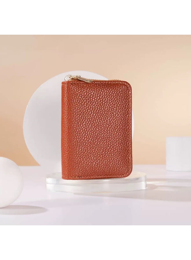 محفظة بطاقات جلدية - 11 فتحات، سحاب، تصميم الأكورديون، حماية RFID، رفيعة ومحمولة للرجال والنساء - Image 2